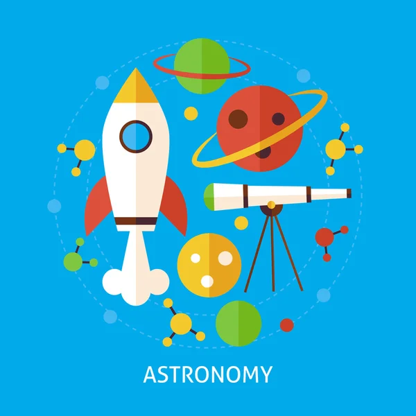 Astronomy Science Flat Vector Concept — Stock Vector