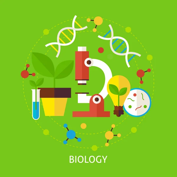 Biologie Science Flat Vector Concept — Image vectorielle