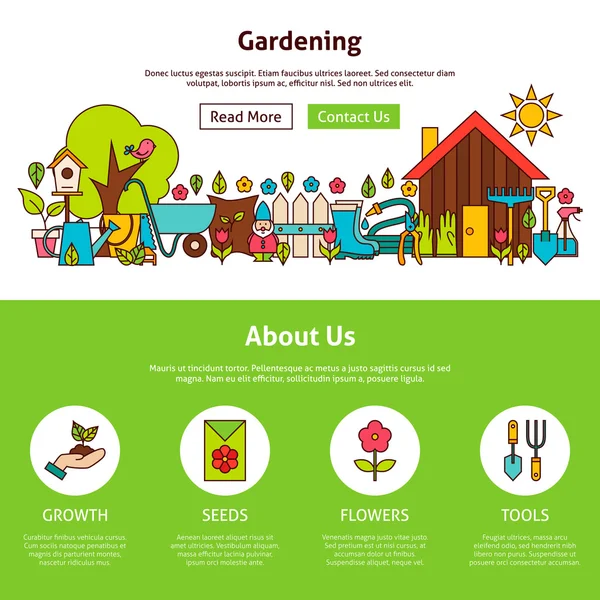 Zahradnictví plochý osnovy Web Design šablonu — Stockový vektor