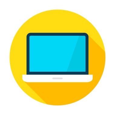 Laptop Cihazı Düz Daire Simgesi