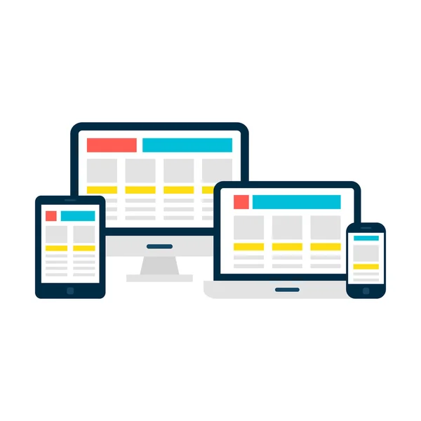 Responsive Web Design gadżety nad białym — Wektor stockowy