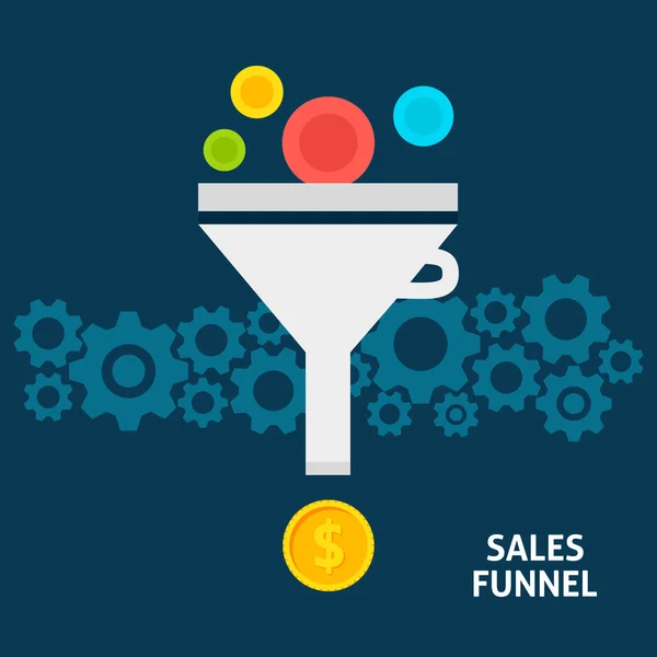 Sales Funnel Flat Concept — Stock Vector