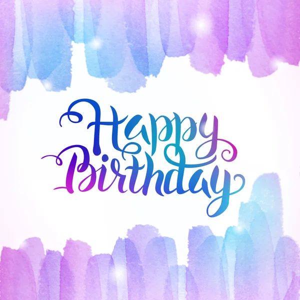 Watercolor colorido feliz aniversário Lettering fundo — Vetor de Stock