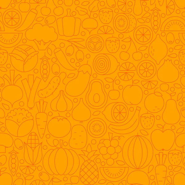 オレンジ色の健康食品ライン タイル パターン — ストックベクタ