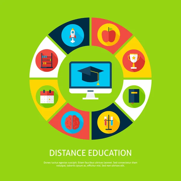 Educación a distancia Infografía plana Concepto — Archivo Imágenes Vectoriales