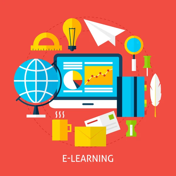 Onderwijs en Online leren vlakke Concept — Stockvector