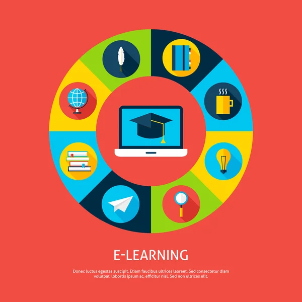 Electronic Learning Flat Infographic Concept — Stock Vector