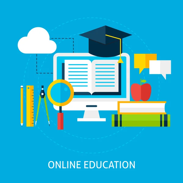 Online Education Flat Concept — Stock Vector