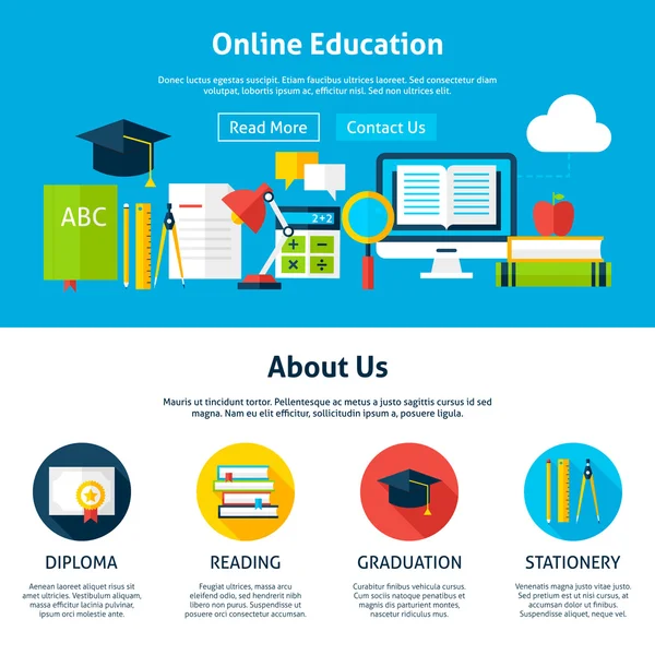 Online onderwijs platte Web ontwerpsjabloon — Stockvector