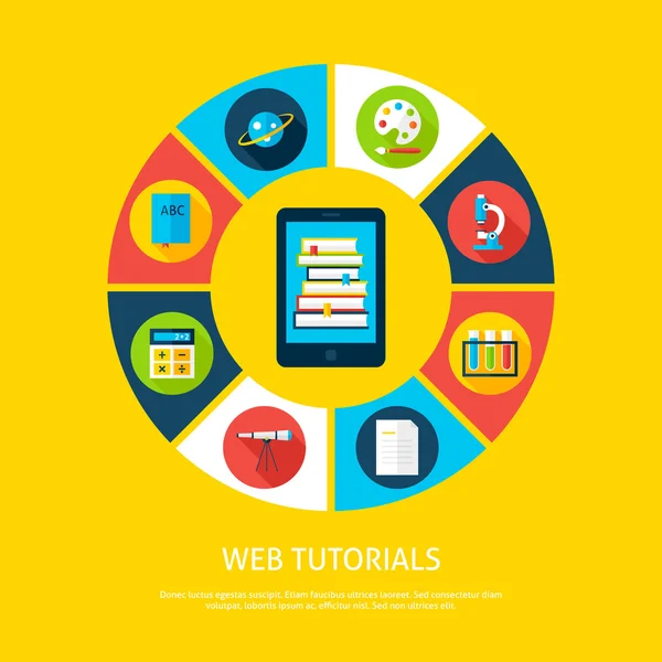 Tutorial Web Concetto infografico piatto — Vettoriale Stock