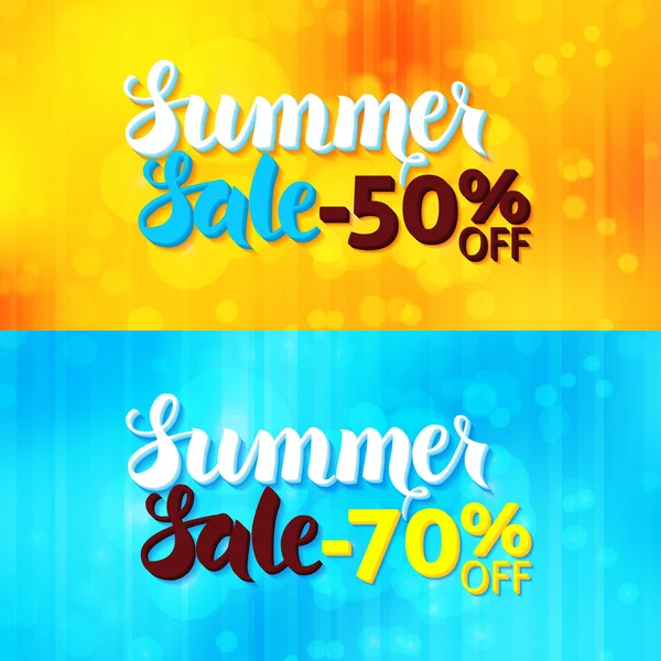 Баннеры Summer Sale Web Promo на размытом фоне — стоковый вектор