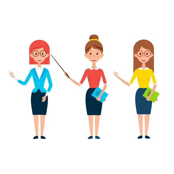 Tres Mujeres Profesoras Personajes — Vector de stock