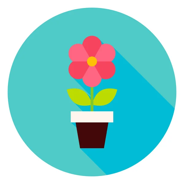 Planta em Ícone de círculo de vaso de flores — Vetor de Stock