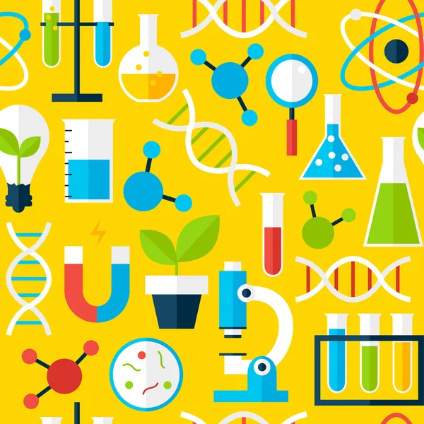 Κίτρινο χωρίς ραφή πρότυπο εκπαίδευσης στις φυσικές επιστήμες — Διανυσματικό Αρχείο