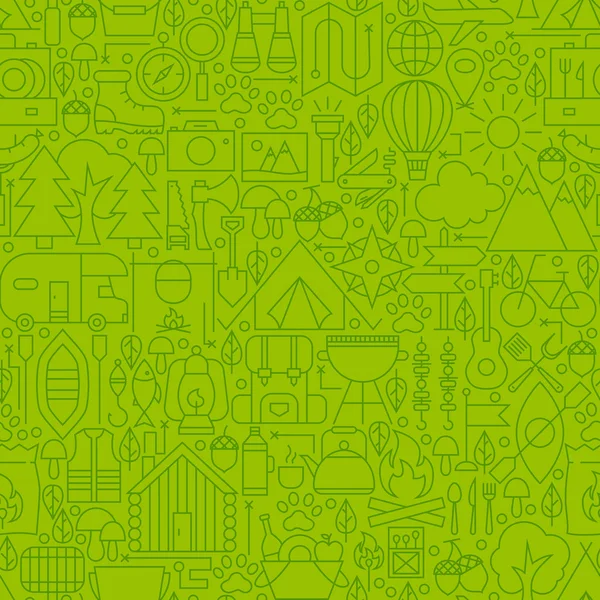 Aventura Camping Line Tile Pattern — Vetor de Stock