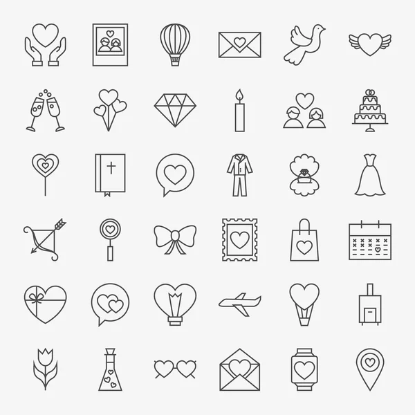 Conjunto de ícones de linha de coração amor —  Vetores de Stock