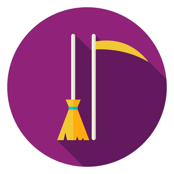 Broom and Scythe Circle Icon — Stock Vector