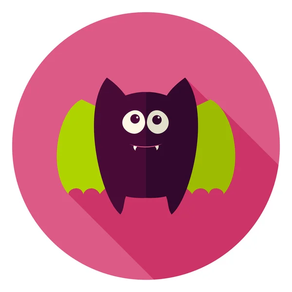 Icona del cerchio del pipistrello carino — Vettoriale Stock