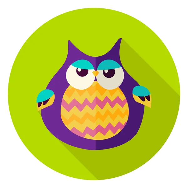 Cute Owl Circle Icon — Stock Vector