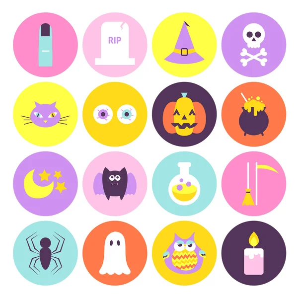 Ensemble d'icônes de cercle d'Halloween tendance — Image vectorielle