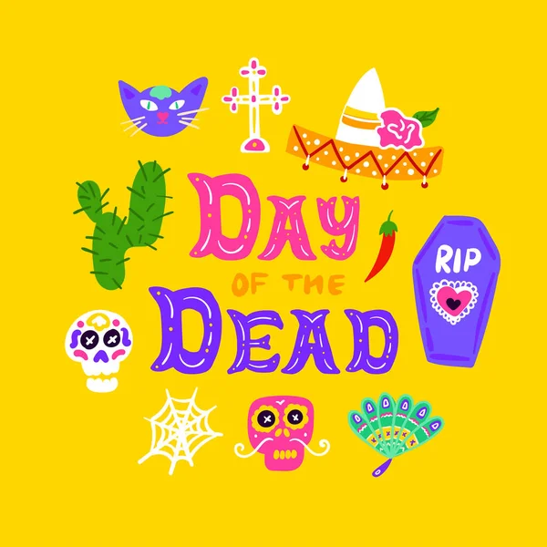 Day Dead Handskrivet vykort — Stock vektor