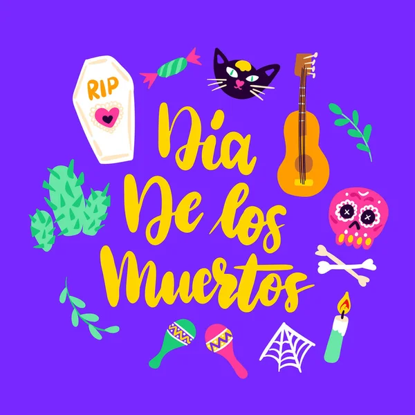 Tarjeta de felicitación Dia Los Muertos — Vector de stock