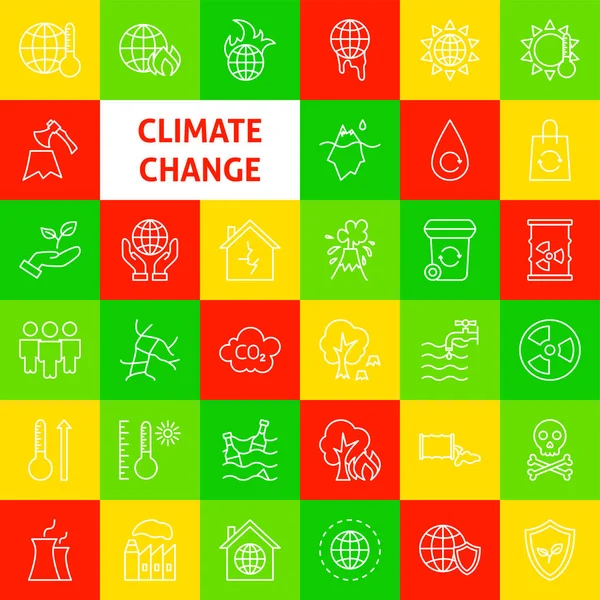 Icônes de la ligne de changement climatique — Image vectorielle
