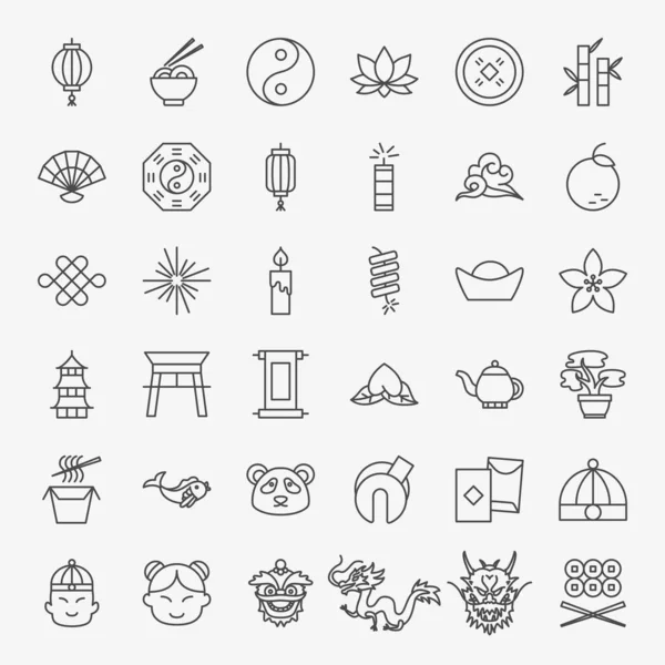 Set de iconos de línea de China — Vector de stock