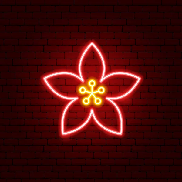 Flor Flor Neón Signo — Vector de stock