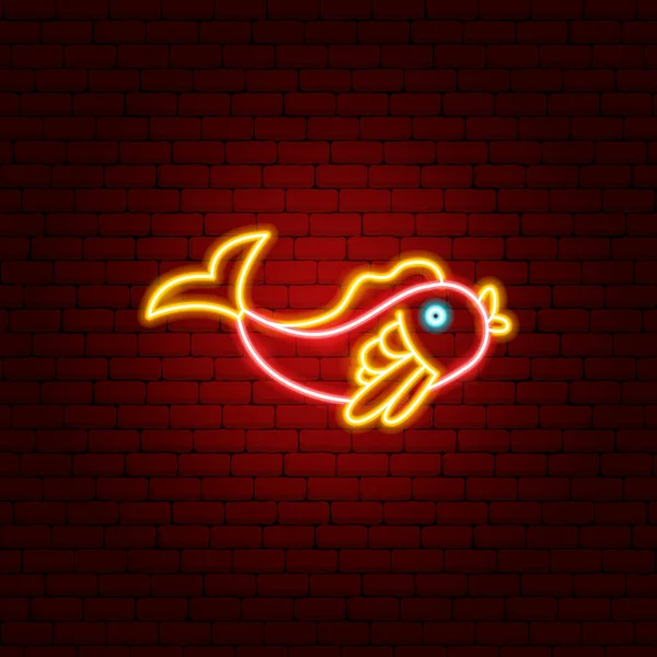 Fish Koi Neon Sign — Stock Vector