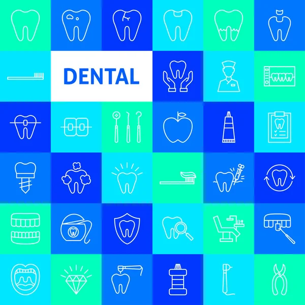 Icone della linea dentale — Vettoriale Stock