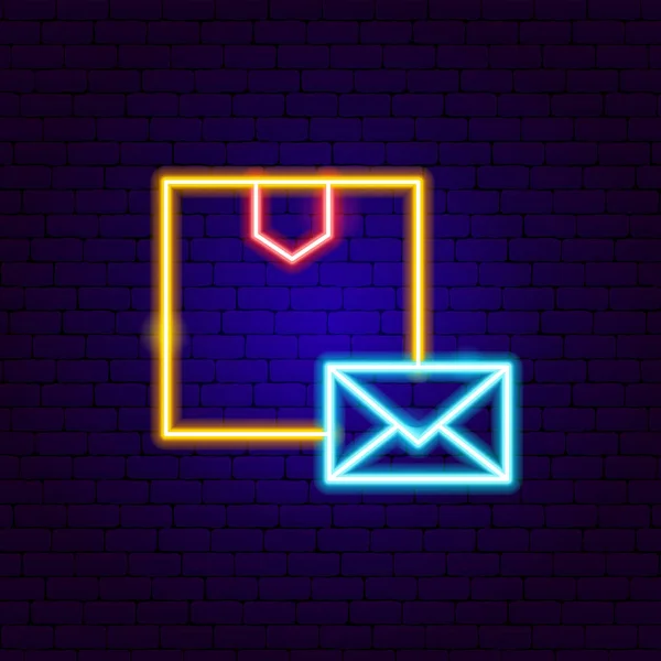 Box Mail Neon felirat — Stock Vector