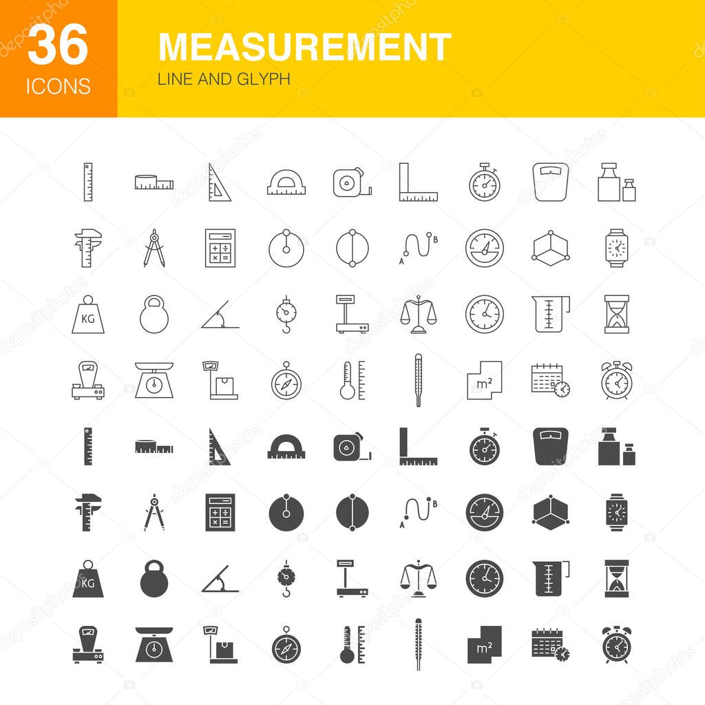 Measurement Line Web Glyph Icons