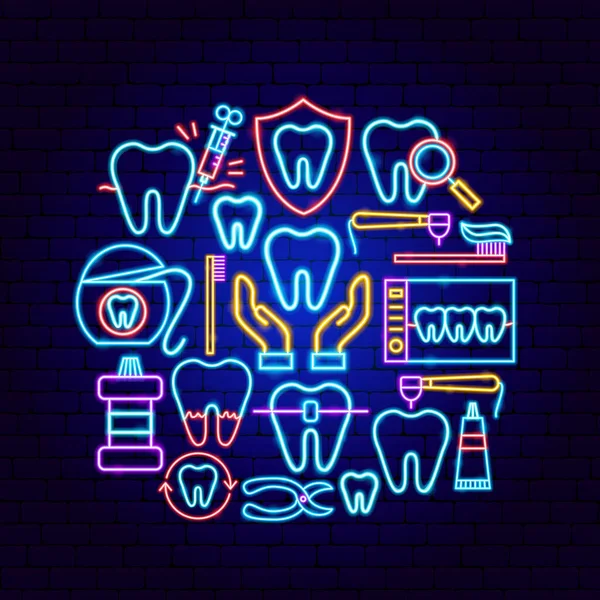 Koncepcja neonu dentystycznego — Wektor stockowy