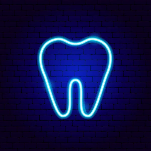 Tooth Neon Sign — Stock Vector