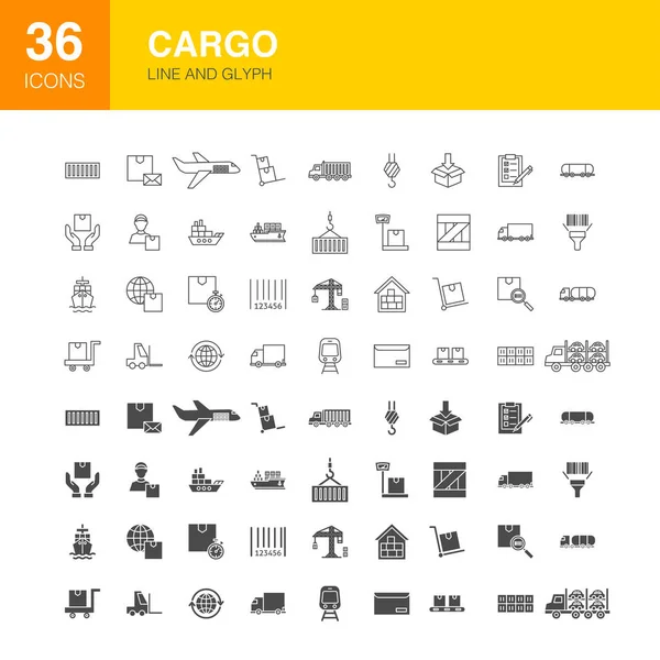 Cargo Line Web Glyph Icons — Stockvektor