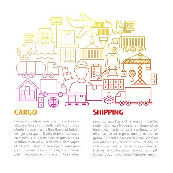 Plantilla de línea de envío de carga — Archivo Imágenes Vectoriales