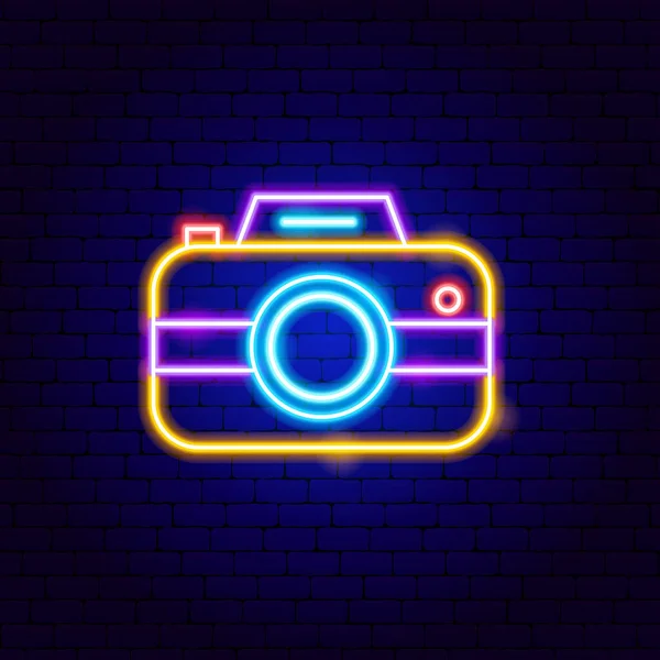 Signo Neón Cámara Fotográfica Ilustración Vectorial Promoción Fotografía — Vector de stock