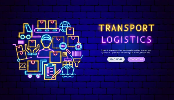 Transport Logistik Neon Banner Design — Stockvektor