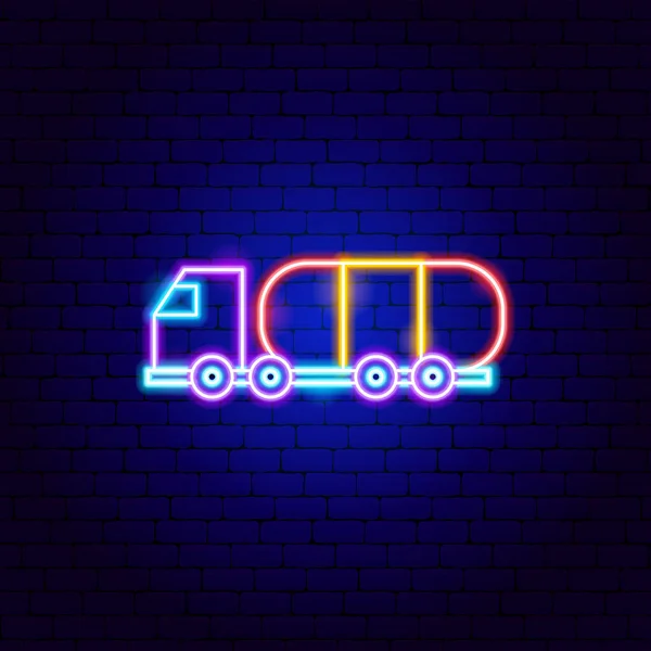 Brandstoftankwagen Neon Sign — Stockvector