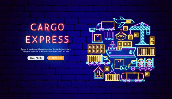 Cargo Express Neon Banner Design — Stockvektor