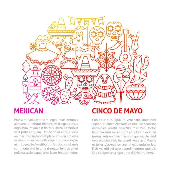 Plantilla de línea Fiesta Mexicana — Archivo Imágenes Vectoriales
