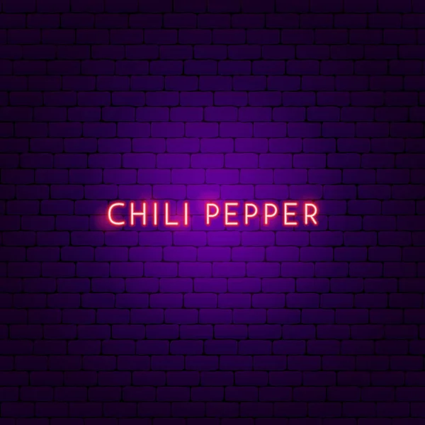 Teks Chili Pepper Neon - Stok Vektor