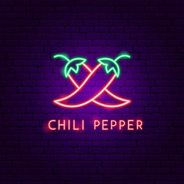 Chili Pepper Neon Label — Vector de stock