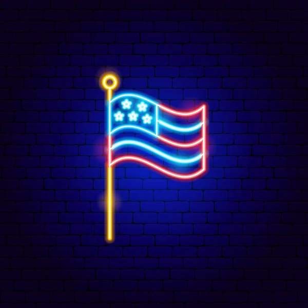 Amerikai zászló Neon jel — Stock Vector