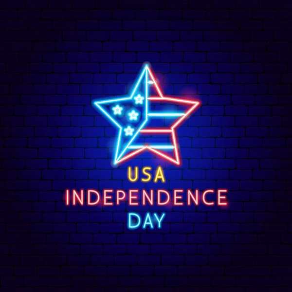 Neon-Label zum Unabhängigkeitstag der USA — Stockvektor