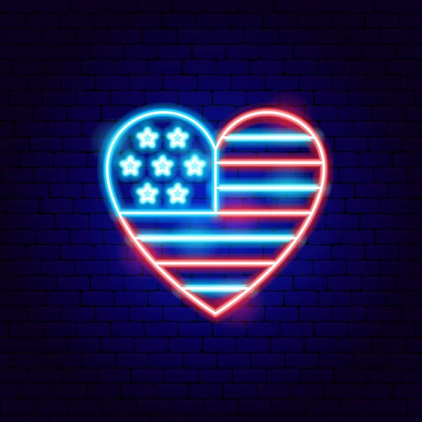 USA Heart Neon Sign — стоковий вектор