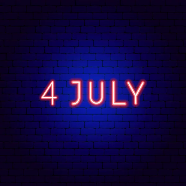 Le 4 juillet Texte au néon — Image vectorielle