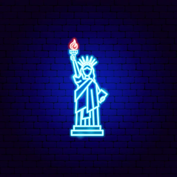 Freiheitsstatue Neon Sign — Stockvektor