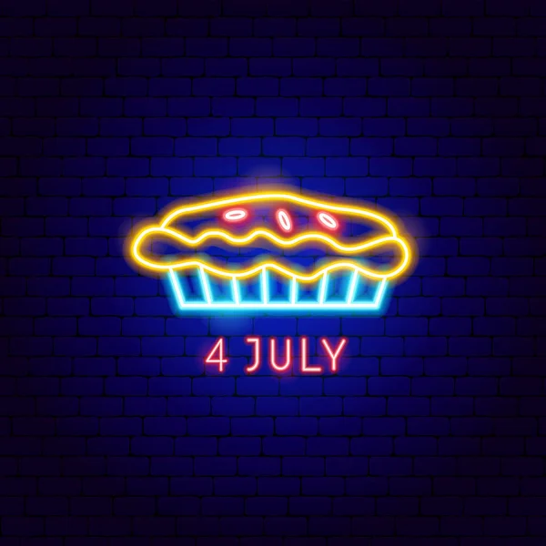 4 juli Neon Label — Stockvector